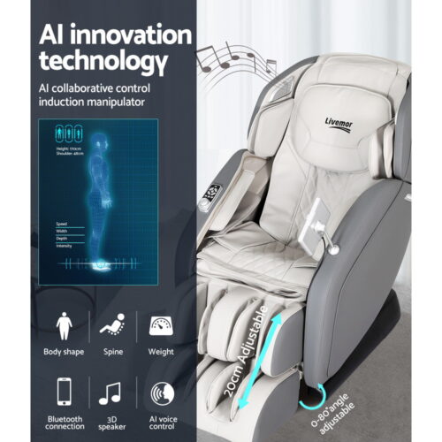 Livemor 4D Massage Chair Electric Recliner Home Massager Gary - Image 5