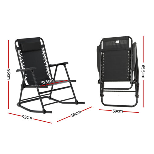 Gardeon Outdoor Rocking Chair Folding Reclining Recliner Patio Furniture Garden - Image 2