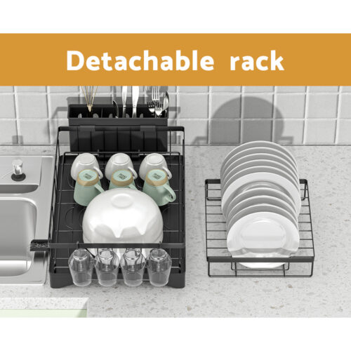 Cefito Dish Rack Expandable Drying Drainer Cutlery Holder Tray Kitchen 2 Tiers - Image 6