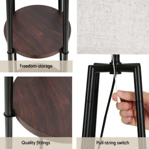 Artiss Floor Lamp 2 Tier Shelf Storage LED Light Stand Home Living Room Upright - Image 6