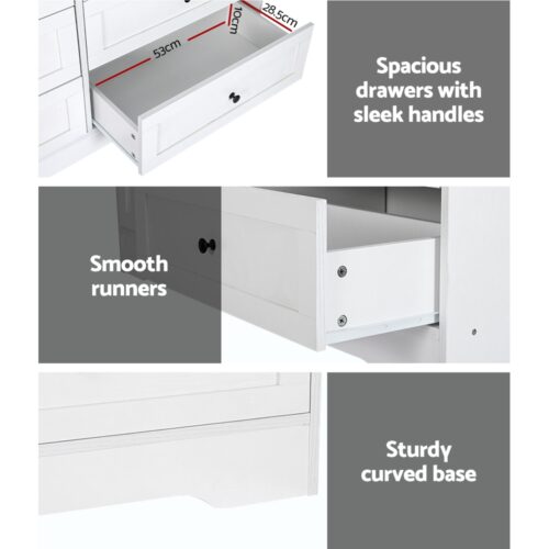 Artiss 6 Chest of Drawers - LEIF White - Image 8