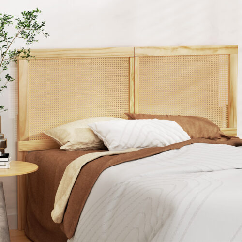 Artiss Bed Head Headboard Queen Rattan - RIBO Pine - Image 7
