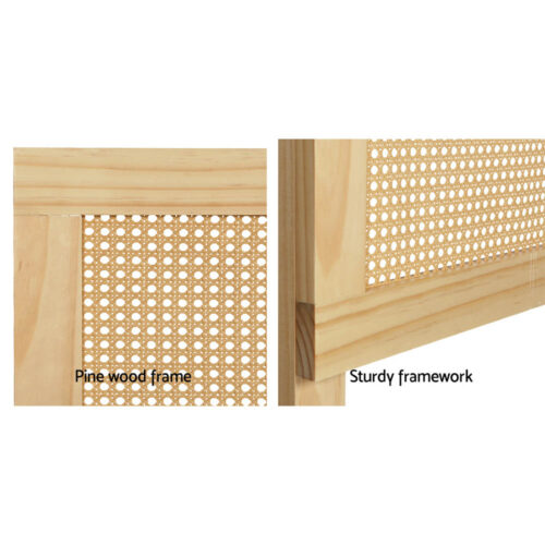 Artiss Bed Head Headboard Double Rattan - RIBO Pine - Image 6