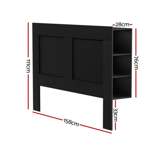 Artiss Bed Head Headboard Queen with Shelves - CABI Black - Image 2