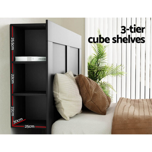 Artiss Bed Head Headboard Queen with Shelves - CABI Black - Image 4