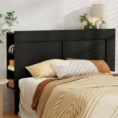 Artiss Bed Head Headboard Queen with Shelves - CABI Black - Image 7