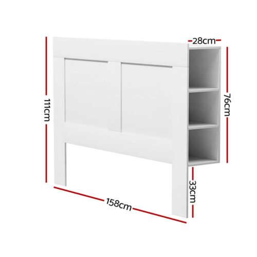 Artiss Bed Head Headboard Queen with Shelves - CABI White - Image 2