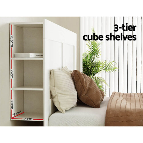 Artiss Bed Head Headboard Queen with Shelves - CABI White - Image 4