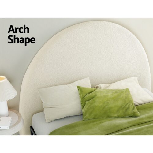 Artiss Bed Head Headboard Bed Frame Queen Boucle - GREI White - Image 4