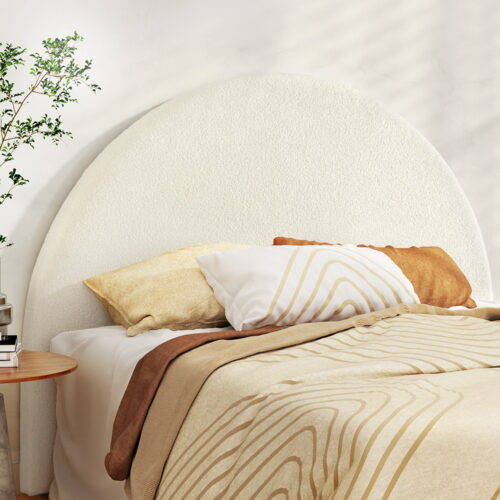 Artiss Bed Head Headboard Bed Frame Queen Boucle - GREI White - Image 7