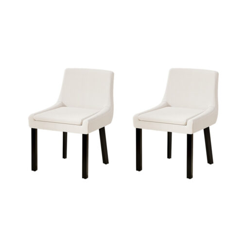 Artiss 2x Dining Chairs Cafe Chair Kitchen Corduroy Cushion Wooden Legs Beige