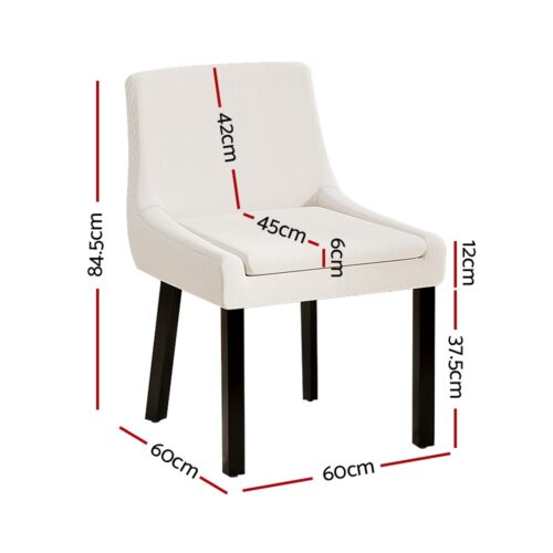 Artiss 2x Dining Chairs Cafe Chair Kitchen Corduroy Cushion Wooden Legs Beige - Image 2