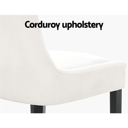 Artiss 2x Dining Chairs Cafe Chair Kitchen Corduroy Cushion Wooden Legs Beige - Image 4