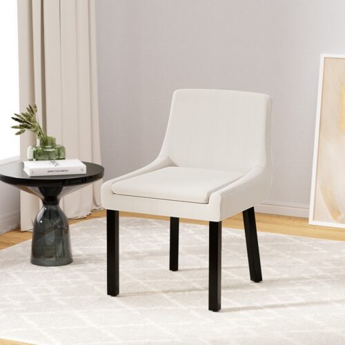 Artiss 2x Dining Chairs Cafe Chair Kitchen Corduroy Cushion Wooden Legs Beige - Image 7