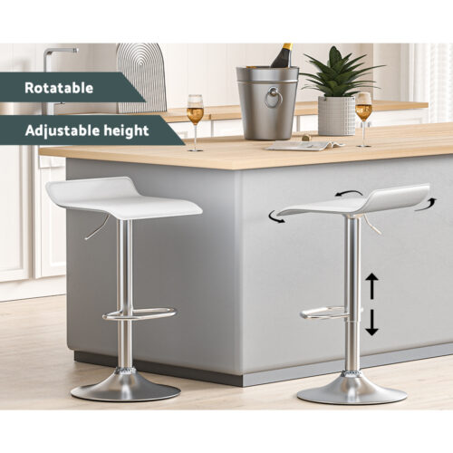 Artiss 2x Bar Stools Faux Leather Chair White - Image 4