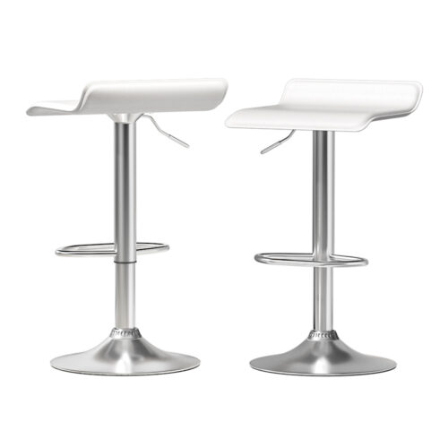 Artiss 2x Bar Stools Faux Leather Chair White - Image 7
