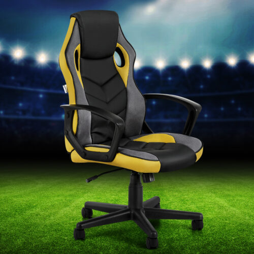 Artiss Gaming Office Chair Computer Executive Racing Chairs High Back Yellow - Image 7