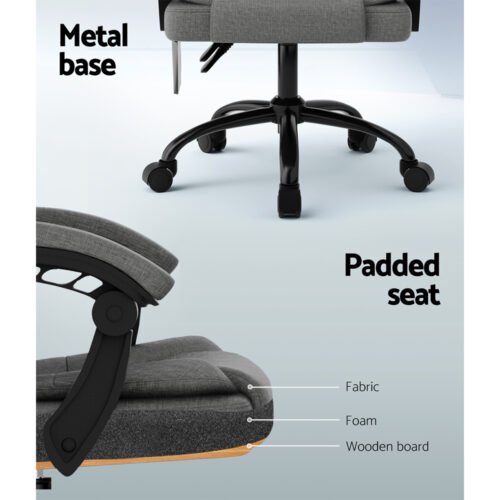 Artiss 2 Point Massage Office Chair Fabric Black - Image 6