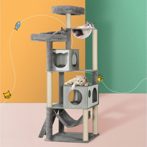 i.Pet Cat Tree 178cm Tower Scratching Post Scratcher Wood Bed Condo House Wooden Ladder - Image 7