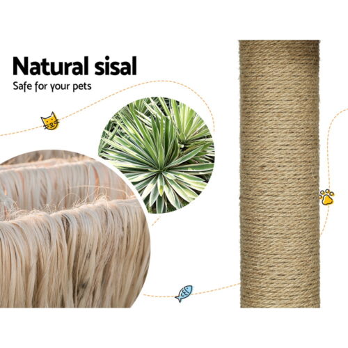 i.Pet Cat Tree 138cm Tower Scratching Post Scratcher Wood Bed Condo House Rattan Ladder - Image 4