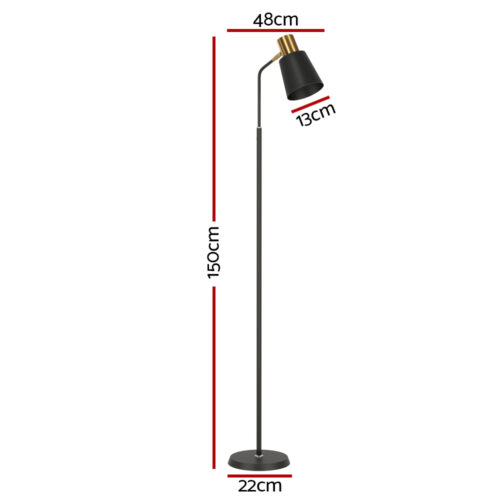 Artiss Floor Lamp LED Light Stand Modern Home Living Room Office Reading Black - Image 2