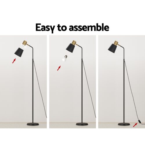 Artiss Floor Lamp LED Light Stand Modern Home Living Room Office Reading Black - Image 4