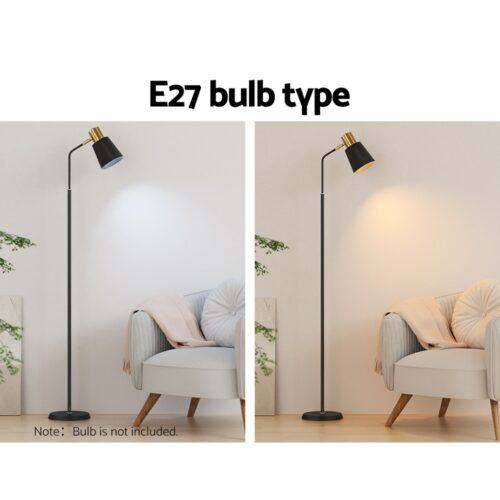 Artiss Floor Lamp LED Light Stand Modern Home Living Room Office Reading Black - Image 5