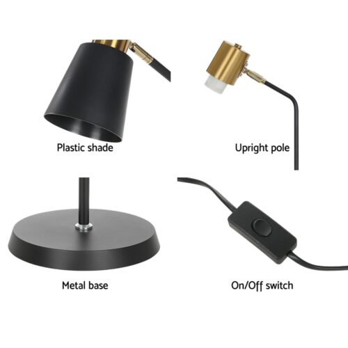 Artiss Floor Lamp LED Light Stand Modern Home Living Room Office Reading Black - Image 6