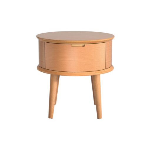 Artiss Bedside Table Drawers Curved Side End Table Storage Nightstand Oak ENZO - Image 3