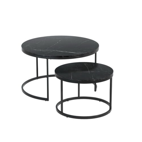 Artiss Nesting Coffee Table Set of 2 Marble Effect Tika - Image 3