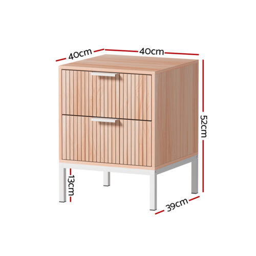 Artiss Bedside Table Drawers Side End Table Storage Cabinet Nightstand Pine LURA - Image 2