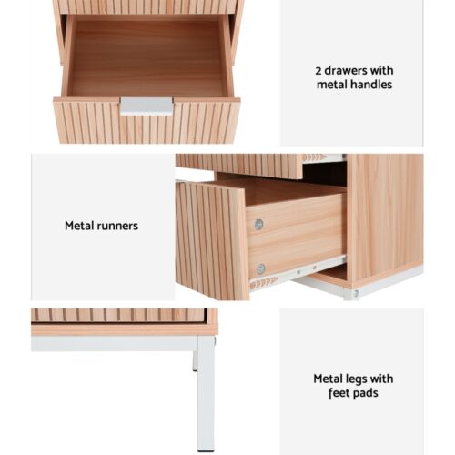 Artiss Bedside Table Drawers Side End Table Storage Cabinet Nightstand Pine LURA - Image 6