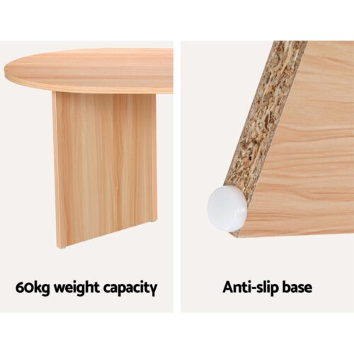 Artiss Coffee Table Oval 110CM Pine Alva - Image 6