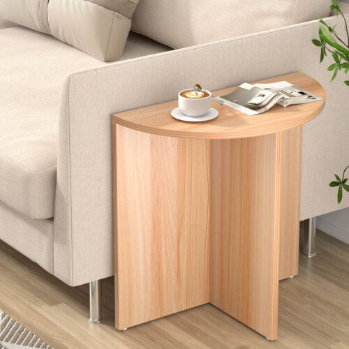 Artiss Coffee Table Semi-circle 48CM Pine Elva - Image 7