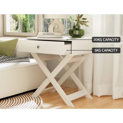 Artiss Bedside Table Drawers Side Table Storage Cabinet Nightstand White QARA - Image 5