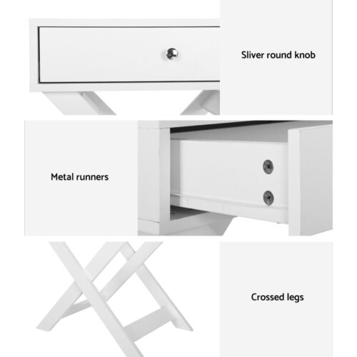 Artiss Bedside Table Drawers Side Table Storage Cabinet Nightstand White QARA - Image 6