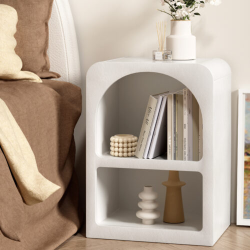 Artiss Bedside Table Shelves Side End Table Storage Nightstand White ARCHED - Image 7