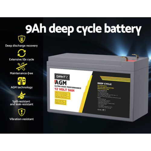 Giantz AGM Deep Cycle Battery 12V 9Ah Box Portable Solar Caravan Camping - Image 5