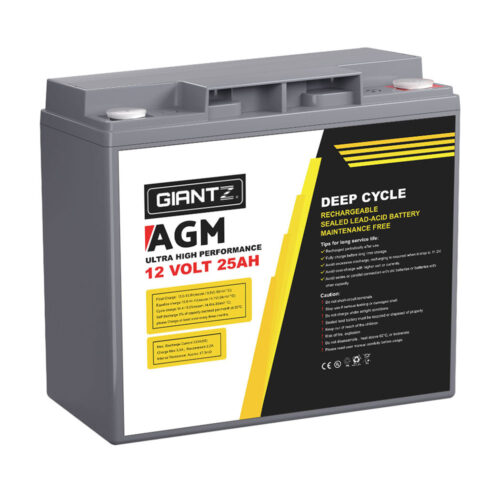 Giantz AGM Deep Cycle Battery 12V 25Ah Box Portable Solar Caravan Camping - Image 2