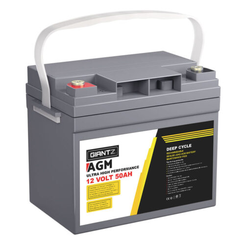 Giantz AGM Deep Cycle Battery 12V 50Ah Box Portable Solar Caravan Camping - Image 2
