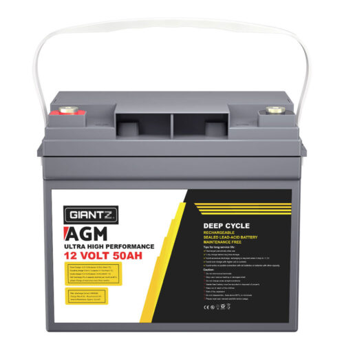 Giantz AGM Deep Cycle Battery 12V 50Ah Box Portable Solar Caravan Camping - Image 4