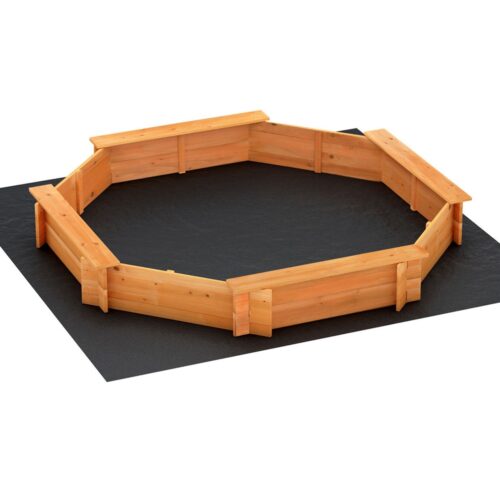 Keezi Kids Sandpit Wooden Round Sand Pit with Cover Bench Seat Beach Toys 182cm - Image 2