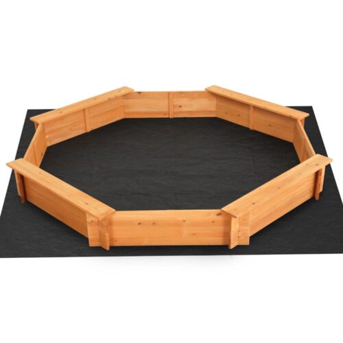 Keezi Kids Sandpit Wooden Round Sand Pit with Cover Bench Seat Beach Toys 182cm - Image 4