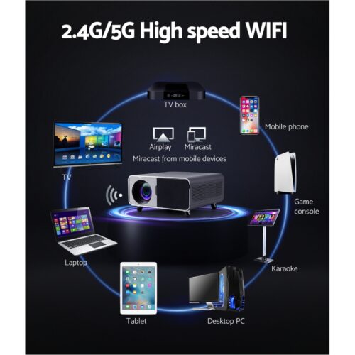 Devanti Portable Wifi Video Projector 4K 2.4G/5G Home Theater HDMI 1080P - Image 5