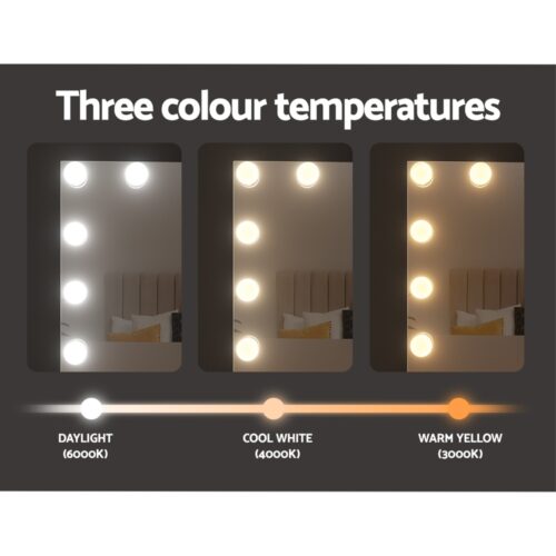 Embellir Bluetooth Makeup Mirror 58x46cm Hollywood Vanity with LED Light Wall - Image 6