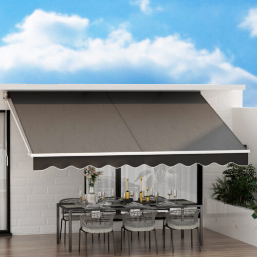 Instahut Retractable Folding Arm Awning Motorised Sunshade 4Mx2.5M Grey - Image 6