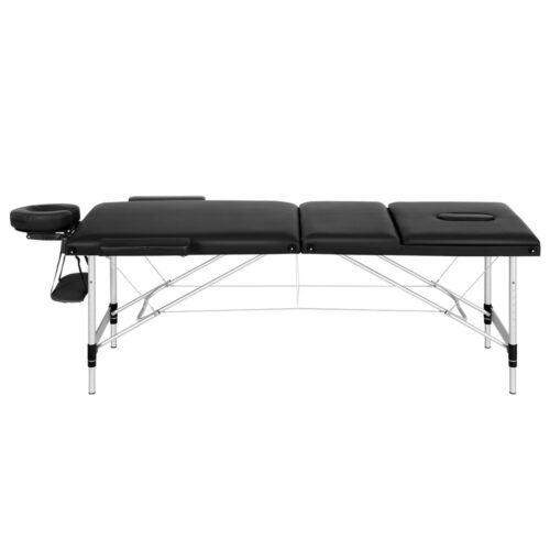 Zenses Massage Table 65cm Portable 3 Fold Aluminium Beauty Bed Black - Image 3