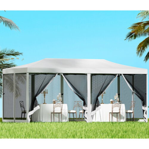 Instahut Gazebo Pop Up Marquee 3x6m Wedding Party Outdoor Camping Tent Canopy Shade Mesh Wall White - Image 7
