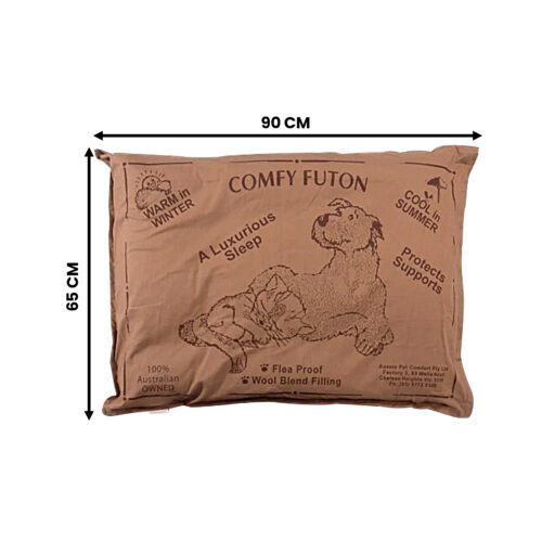Aussie Made Comfy Pet Bed Dog Cat Futon Cushion Pad 90cm Wool Blend Medium Brown - Image 2