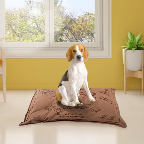 Aussie Made Comfy Pet Bed Dog Cat Futon Cushion Pad 90cm Wool Blend Medium Brown - Image 3